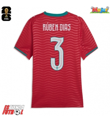 Portugal Ruben Dias #3 Primera Equipación Mujer Mundial 2026 Manga Corta